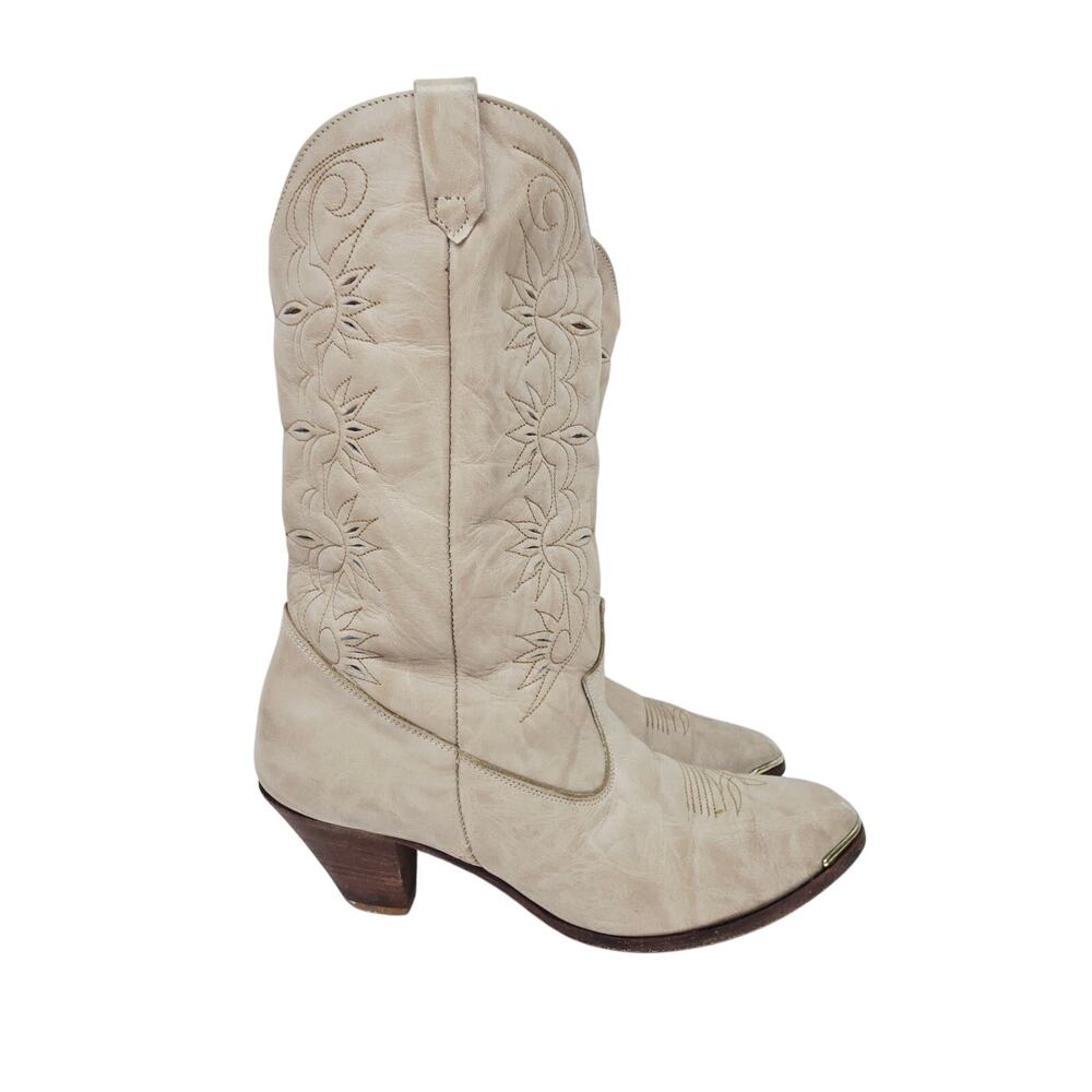Vintage Dingo Women's Western Cowboy Boots Cream 8